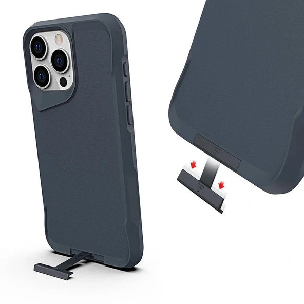 Apple iPhone 15 Pro Max Kılıf Zore Airbag Kenarlı T-Max Mat Standlı Kapak - Resim 8