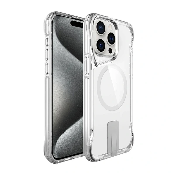 Apple iPhone 15 Pro Max Kılıf M-safe Şarj Özellikli Zore T-Max Standlı Kapak ürün görseli