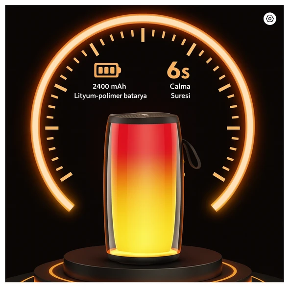 MY BLACK Bluetooth Hoparlör  USB  AUX  TF Kart Desteği Renkli LED Işık Efektli Taşınabilir Ses Bombası - 6