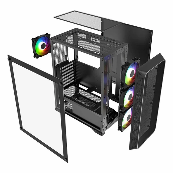 PowerBoost PB-PS5846B 600W 80+ USB 3.2 LED ATX Mid Tower Siyah Kasa - Resim 6