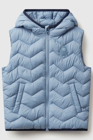 United Colors of Benetton Erkek Bebek 2TWDGJ00G-25K Yelek Açık Mavi ürün görseli 1