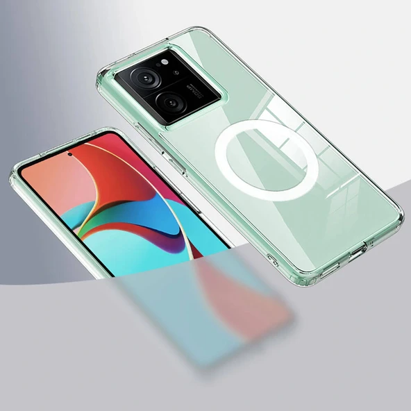 Xiaomi Mi 13T Pro Kılıf Sert PC Arka Yüzey Wireless Şarj Özellikli Zore Flet M-safe Kapak - 5