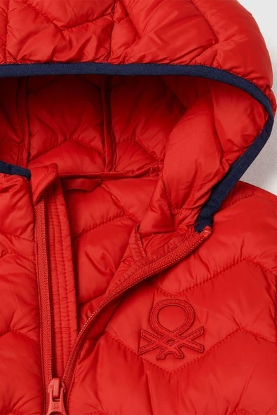 United Colors of Benetton Erkek Bebek 2TWDGN02V-25K Mevsimlik Mont Kırmızı - Resim 3