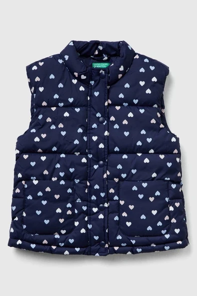 United Colors of Benetton Kız Bebek 2V3YGJ00O-25K Desenli Yelek Lacivert ürün görseli 1
