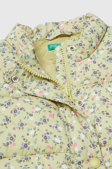 United Colors of Benetton Kız Bebek 2V3YGJ00O-25K Desenli Yelek Sarı - Resim 3