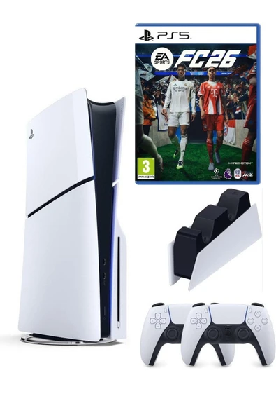 Sony Playstation 5 slim +2.kol dualsense + Şarj İstasyonu +Ps5 FC26 (İthalatçı Garantili )