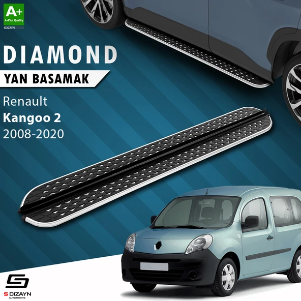 S-Dizayn Renault Kangoo 2 Uzun Şase Diamond Krom Yan Basamak 223 Cm 2008-2020 A+ Kalite ürün görseli 1