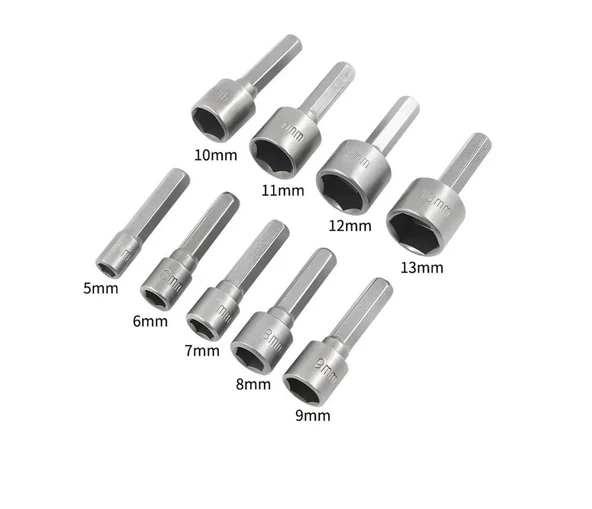 Manyetik Mıknatıslı 5 6 7 8 9 10 11 12 13 mm Somun Civata Adaptör Seti CRV Metal Matkap Uyumlu Uç - 4
