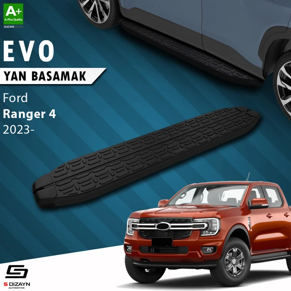 S-Dizayn Ford Ranger 4 Evo Siyah Yan Basamak 203 Cm 2023 Üzeri A+ Kalite ürün görseli 1
