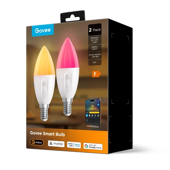 Govee RGBWW Matter Destekli E14 Akıllı Ampul - 2'li Paket - Resim 2