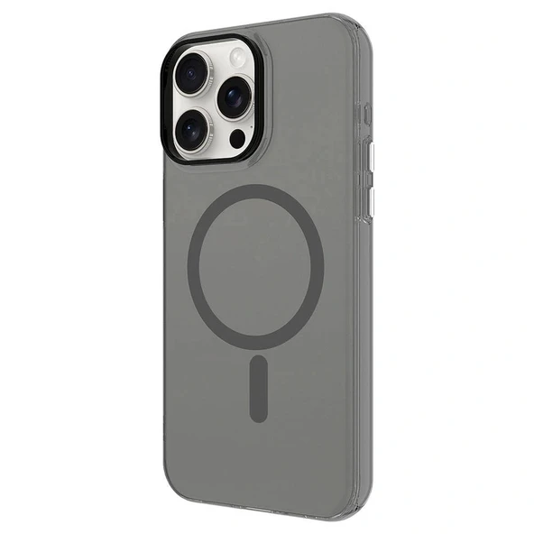 Apple iPhone 15 Pro Kılıf Zore M-safe Şarj Özellikli Buzlu Transparan C-Pro Sert Kapak - Resim 5