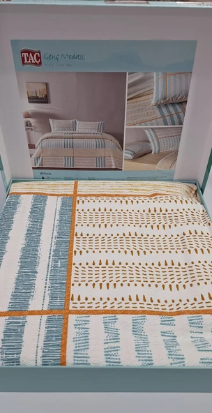 Taç Tek Kişilik Ranforce Baskılı Pike Takımı Willow Sarı - 2