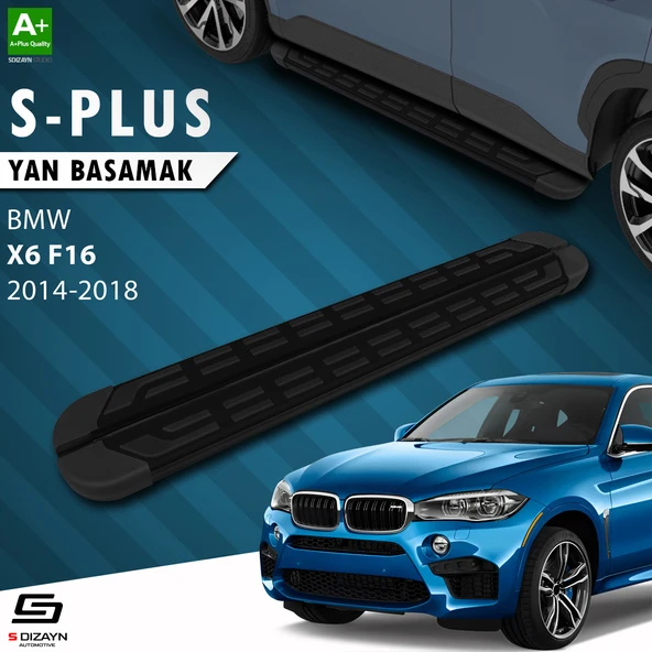 S-Dizayn Bmw X6 F16 S-Plus Siyah Yan Basamak 193 Cm Etekli 2014-2018 A+ Kalite ürün görseli 1