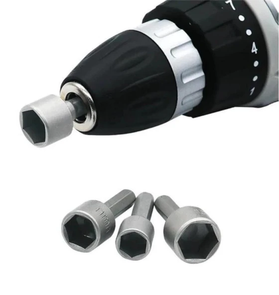 Manyetik Mıknatıslı 5 6 7 8 9 10 11 12 13 mm Somun Civata Adaptör Seti CRV Metal Matkap Uyumlu Uç - 3