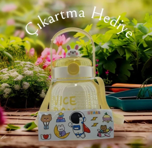 Sevimli Tavşanlı Matara (1100 ML) ÇIKARTMA HEDİYELİ - 3