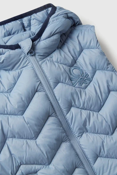 United Colors of Benetton Erkek Bebek 2TWDGJ00G-25K Yelek Açık Mavi - Resim 3