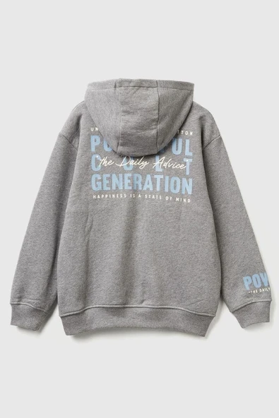 United Colors of Benetton Erkek Çocuk 3J68C505G-25K Sweatshirt Gri Melanj - Resim 2