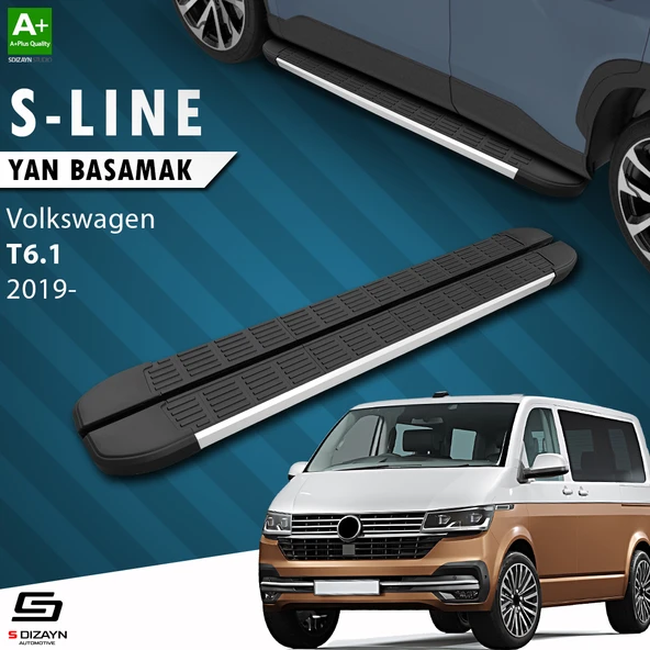 S-Dizayn VW Transporter T6.1 Kısa Şase S-Line Aluminyum Yan Basamak 213 Cm 2019-2025 A+ Kalite ürün görseli