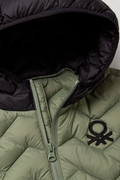 United Colors of Benetton Erkek Çocuk 2TWDCJ00R-25K Yelek Haki - Resim 3