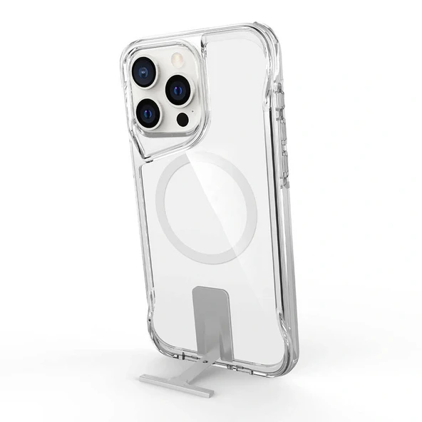 Apple iPhone 15 Pro Kılıf M-safe Şarj Özellikli Zore T-Max Standlı Kapak - Resim 3