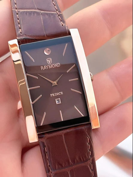 Raymond Nişan Ve Damatlara Özel Deri Kordon 2 Yıl Garantili 5 Atm Erkek Kol Saati+Bileklik RMD.49 - Resim 3
