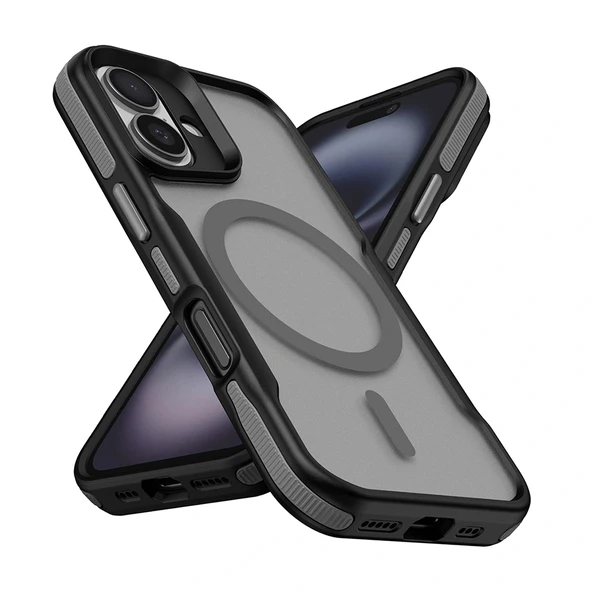 Apple iPhone 16 Plus Kılıf M-safe Şarj Özellikli Renkli Kenar Airbag Şeritli Zore Lamer Kapak - 1