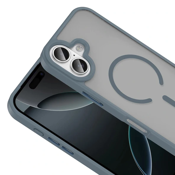 Apple iPhone 17 Kılıf M-safe Şarj Özellikli Mat Arka Yüzey Zore Sio Kapak - 9
