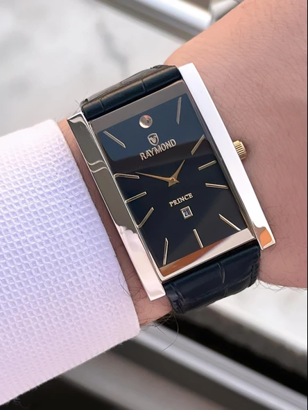 Raymond Nişan Ve Damatlara Özel Deri Kordon 2 Yıl Garantili 5 Atm Erkek Kol Saati+Bileklik RMD.48 - Resim 2