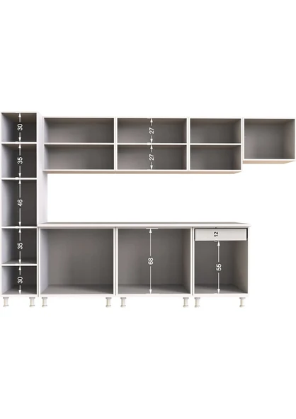 Tdesigno Yasmnne Hazır Mutfak Dolabı Kiler Dahil 320cm Ceviz Tezgah Dahil - 5