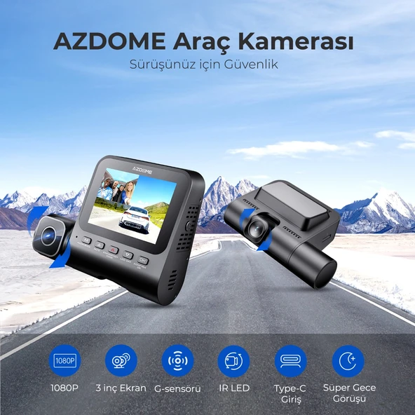 AZDOME Dash Cam V600 2Kamera Standart Arac Kamera - 4
