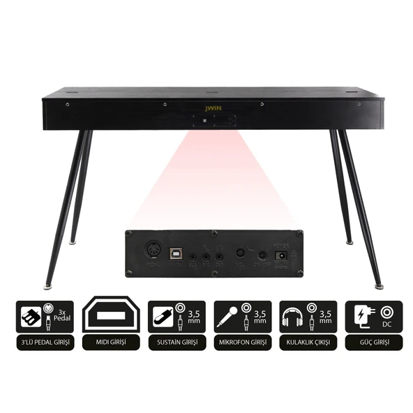 Jwin Sapphire SDP-115 Çekiç Aksiyonlu 88 Tuşlu Dijital Piyano - Siyah - 6