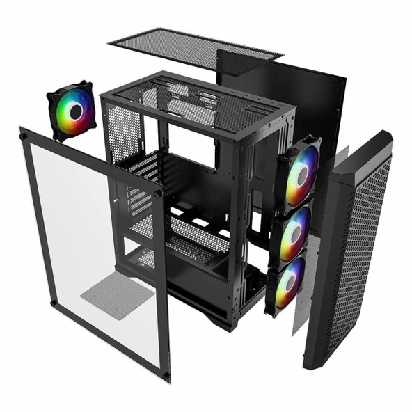 PowerBoost PB-PS5847B 600W 80+ USB 3.2 LED ATX Mid Tower Siyah Kasa - Resim 6