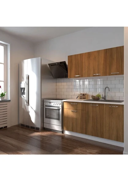 T Designo Inci Hazır Mutfak Dolabı 140 cm - Tezgah Dahil - Ceviz ürün görseli