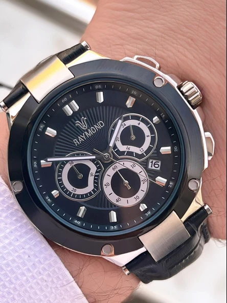 Raymond Nişan Ve Damatlara Özel Deri Kordon 2 Yıl Garantili 5 Atm Erkek Kol Saati+Bileklik RMD.46 - Resim 3