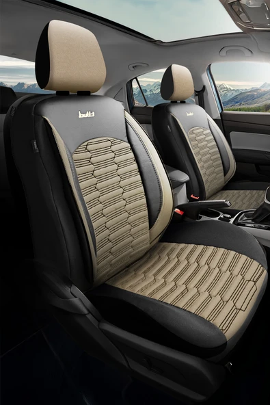 BUTTİ LİBRO SERİSİ KETEN KUMAŞ PREMİUM OTO KOLTUK KILIFI | DESTEKLİ, ÖN ARKA TAM SET - Resim 7