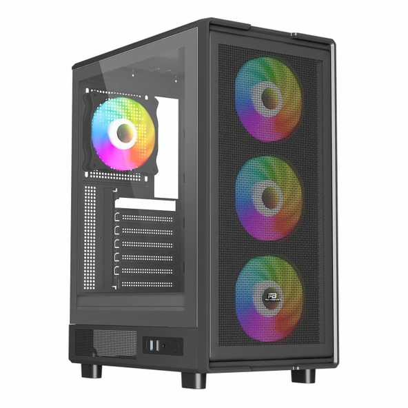 PowerBoost PB-A601B 600W 80+ USB 3.2 LED ATX Mid Tower Siyah Kasa ürün görseli 1