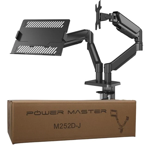 Powermaster PM-252D-J 13-32'' Amortisörlü Stand Çift Kol LCD-LED Gaming Monitör Laptop Tutucu Masa Askı Aparatı - 6
