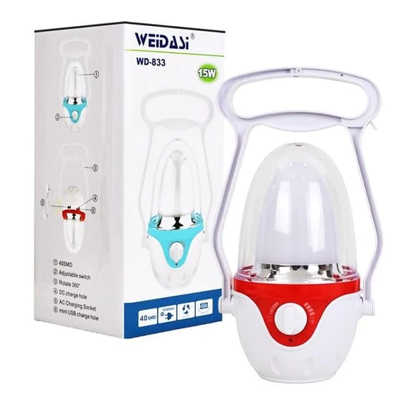 Powermaster Şarjlı Kamp Lambası 40 Ledli 15W WD-833 - Resim 3