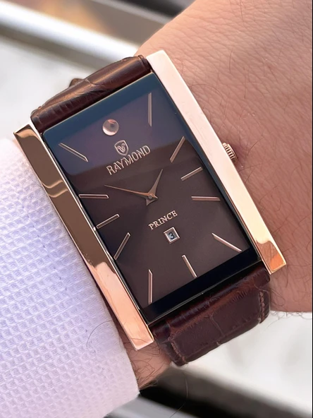 Raymond Nişan Ve Damatlara Özel Deri Kordon 2 Yıl Garantili 5 Atm Erkek Kol Saati+Bileklik RMD.49 - Resim 2