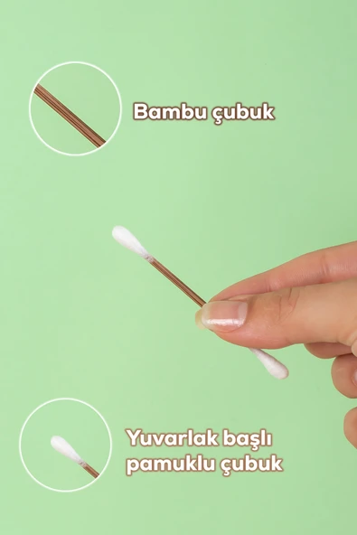 Porsima 3135 Doğal Ahşap Bambu Saplı Standlı Kulak Temizleme Çubuğu Seti- 180 Adet Renkli - 2