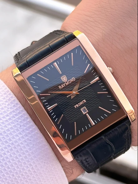 Raymond Nişan Ve Damatlara Özel Deri Kordon 2 Yıl Garantili 5 Atm Erkek Kol Saati+Bileklik RMD.52 - Resim 2