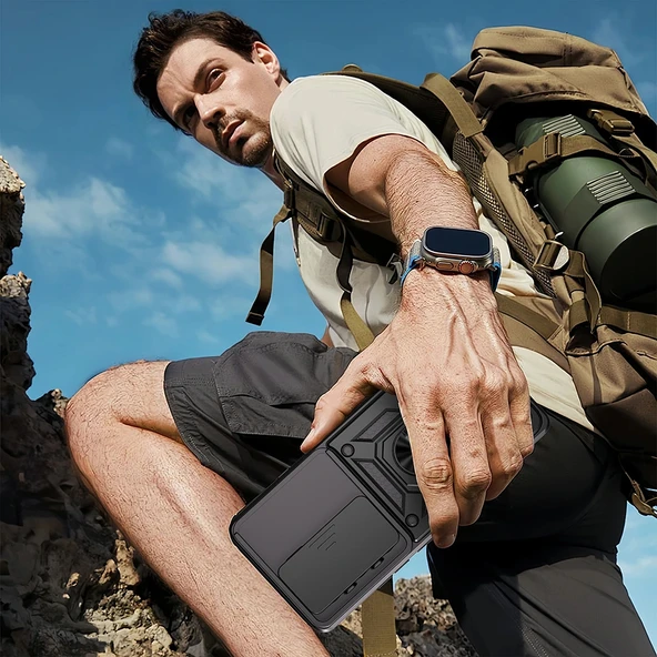 Tecno Camon 40 Pro Kılıf Magnetik Standlı Kamera Korumalı Zore Sürgülü Vega Kapak - 2