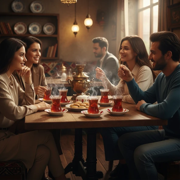 Paşabahçe 6'lı Çay Bardağı 130cc ve Porland Porselen 6'lı Çay Tabağı Set (Kolye,Küpe Hediyeli) - 5