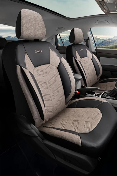 BUTTİ BELLO SERİSİ KETEN KUMAŞ PREMİUM OTO KOLTUK KILIFI | ORTOPEDİK DESTEKLİ, ÖN ARKA TAM SET - Resim 6