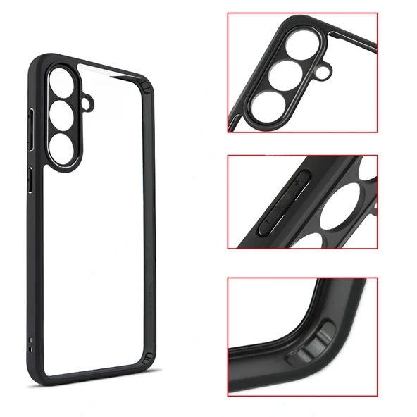 Galaxy S25 FE Kılıf Kamera Korumalı Şeffaf Arka Yüzey Zore New Roll Kapak - 6