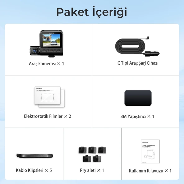 AZDOME Dash Cam V600 2Kamera Standart Arac Kamera - 5