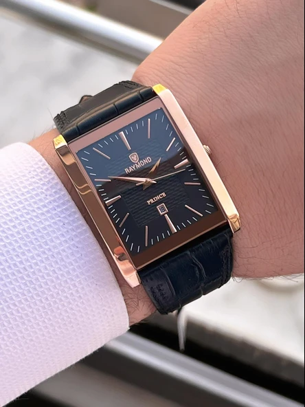 Raymond Nişan Ve Damatlara Özel Deri Kordon 2 Yıl Garantili 5 Atm Erkek Kol Saati+Bileklik RMD.52 - Resim 3