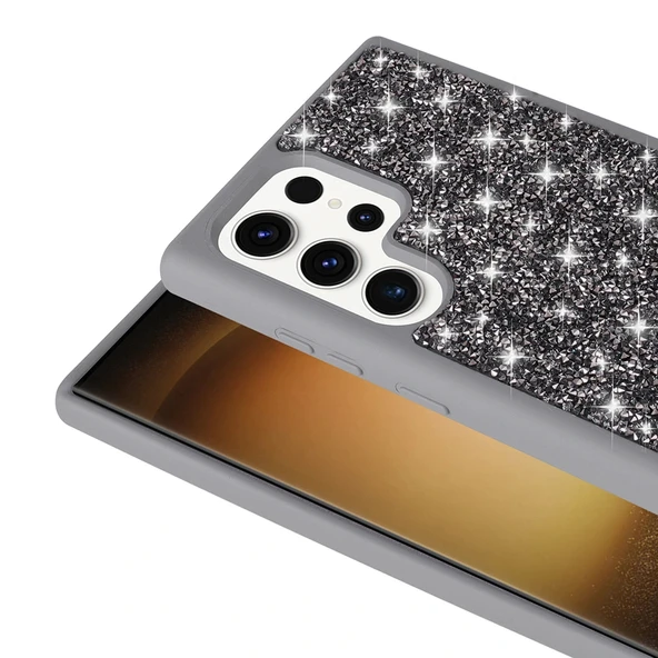 Galaxy S25 Ultra Kılıf Parlak Taşlı Tasarım Zore Pırlanta Kapak - 12