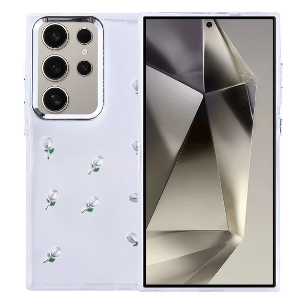 Galaxy S24 Ultra Kılıf Airbag Tasarımlı Simli Şeffaf Zore Kutup Kapak ürün görseli 1