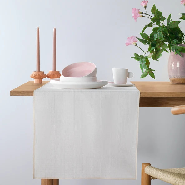 Schafer Home Bianca Keten Polyester Runner 40x160 Cm 1 Parça-Ekru